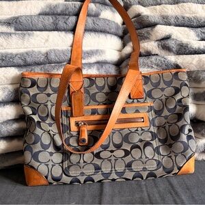 **SOLD** Vintage Y2K Coach Blue and Gray Signature Tote